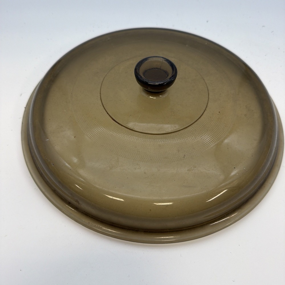 PYREX Lid VISION Corning U.S.A. 8" Round Amber Brownโ Vintage Replacement